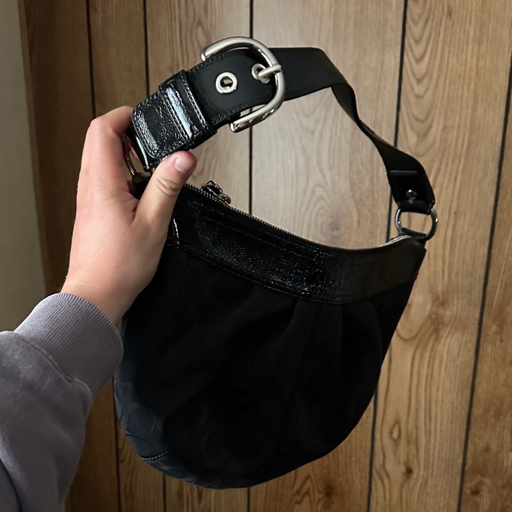 Coach Black Signature Crescent Hobo Bag - Picture 3 of 4